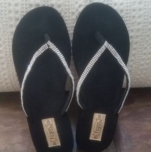 Women's black Flojos sandals with rhinestones